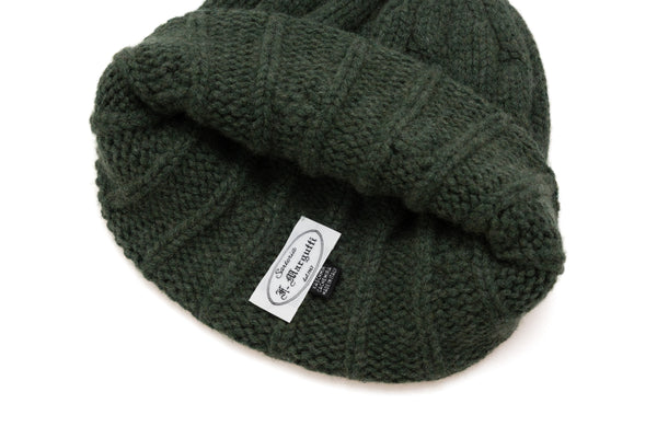 Olive Green Woven Cashmere Beanie
