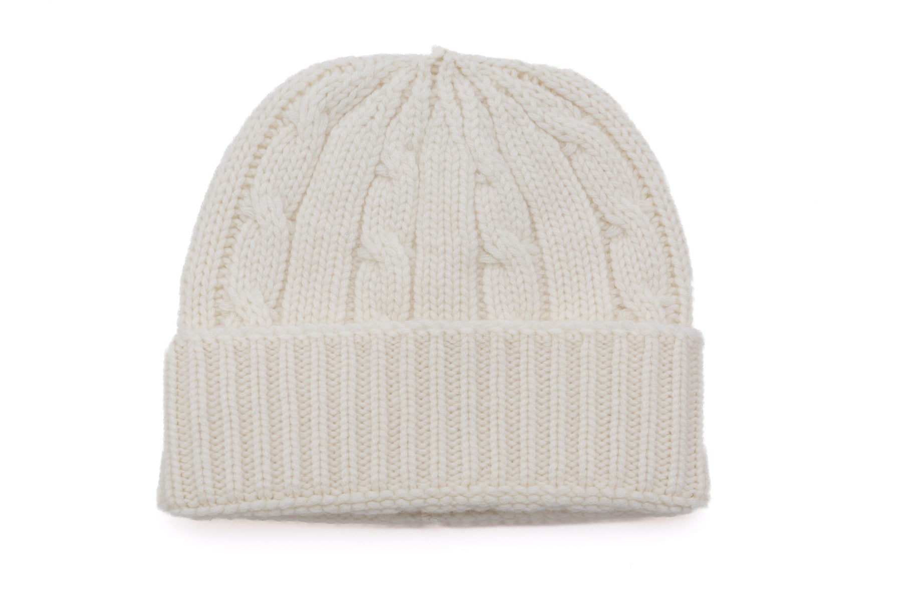 Witte kasjmier gebreide muts