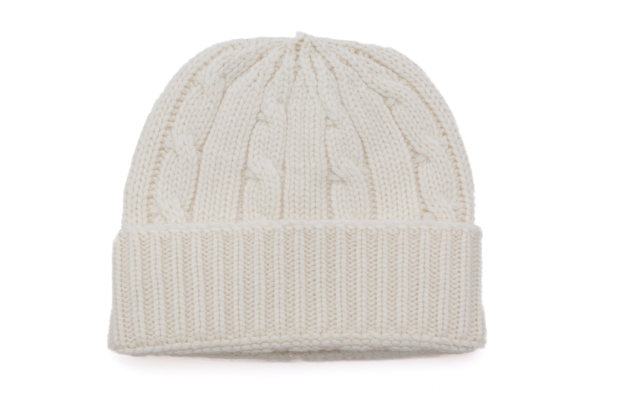 Witte kasjmier gebreide muts