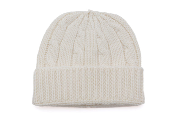 White Cashmere Knit Beanie