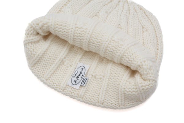 Witte kasjmier gebreide muts