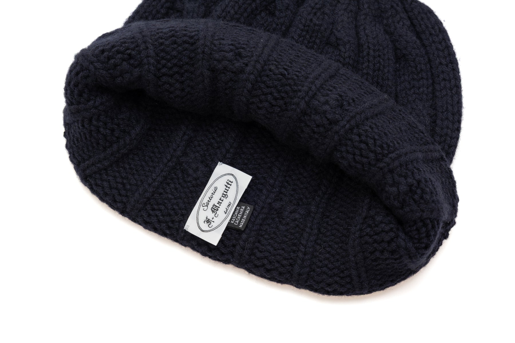 Navy blue cashmere knitted hat