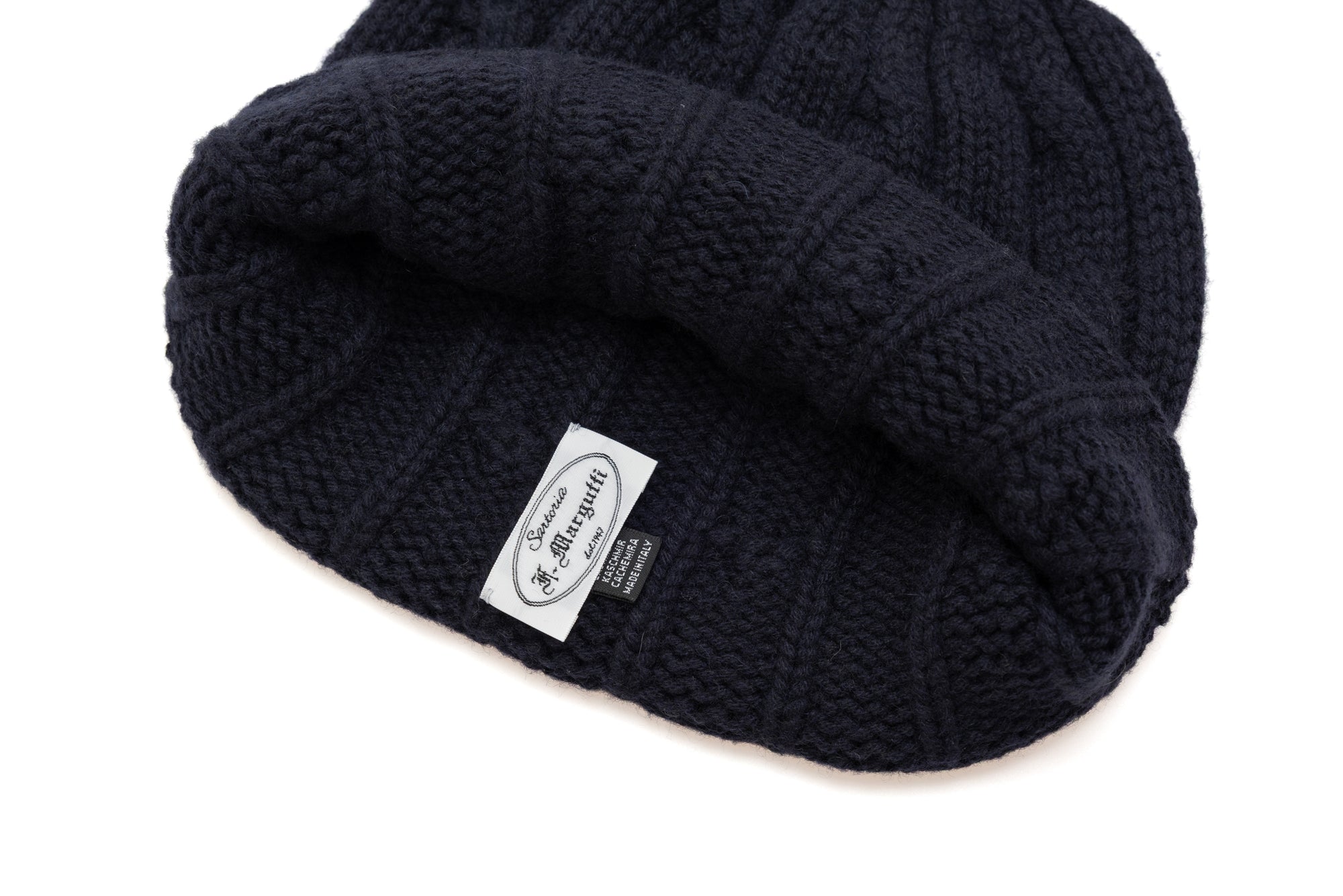 Navy blue cashmere knitted hat