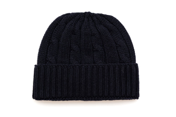 Navy blue cashmere knitted hat