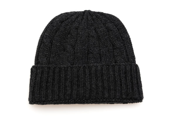 Dark gray cashmere knitted hat