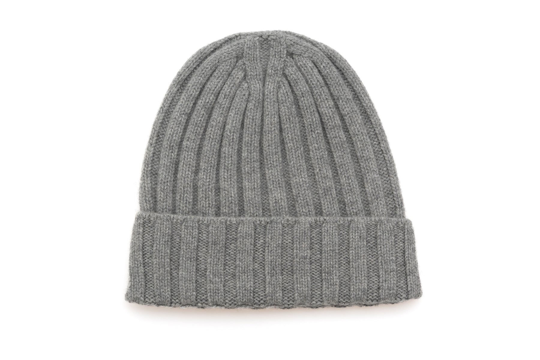 Gray ribbed cashmere beanie