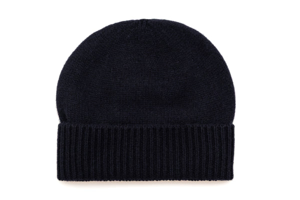 Smooth blue cashmere beanie