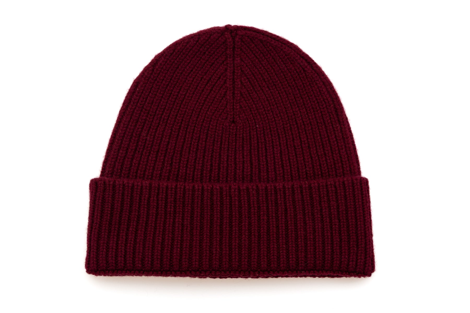 Burgundy ribbed cashmere beanie