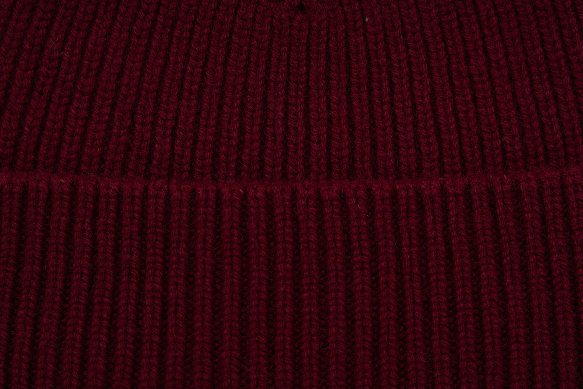 Burgundy Ribbed Cashmere Beanie
