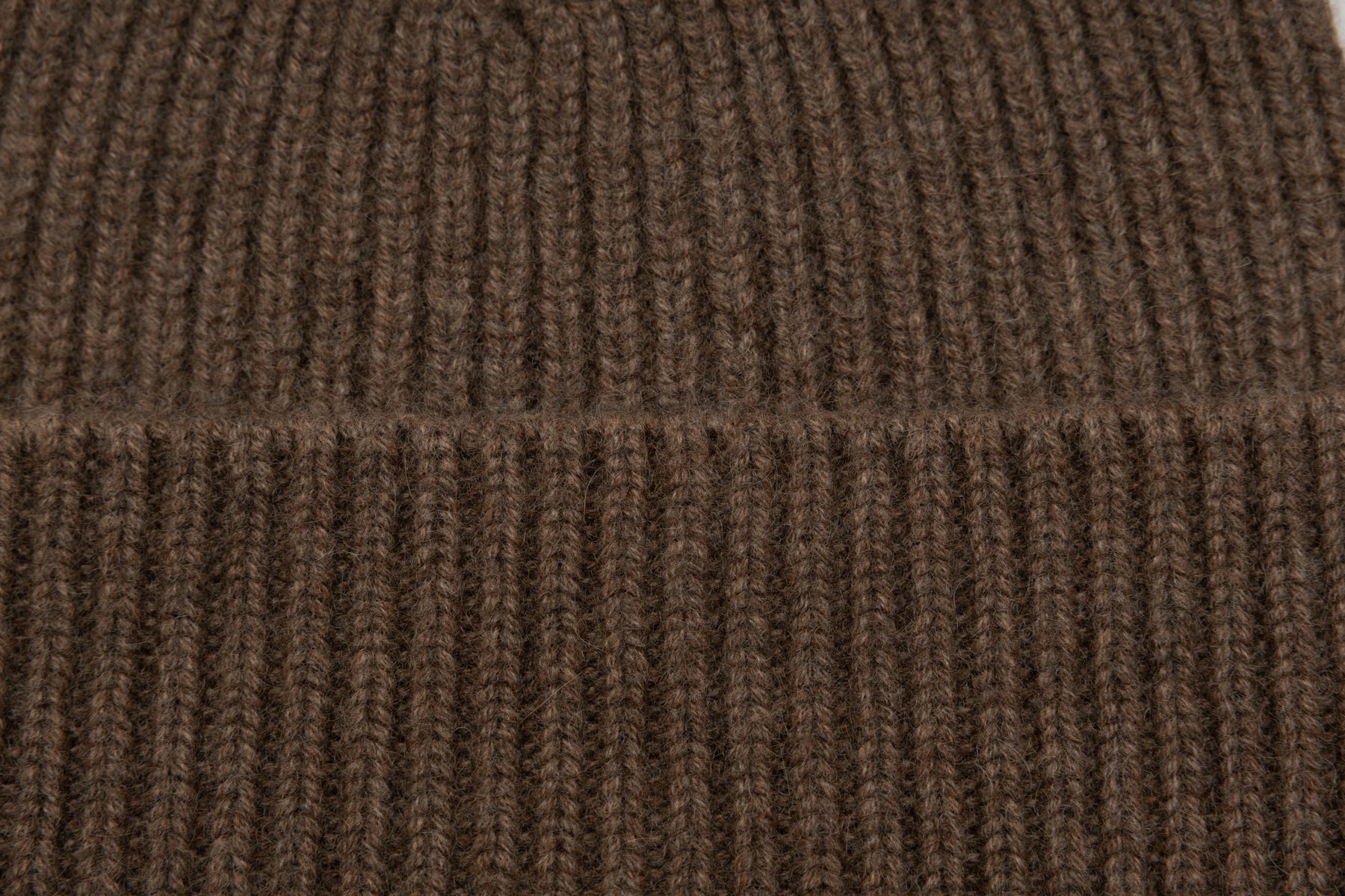 Brown Ribbed Cashmere Beanie