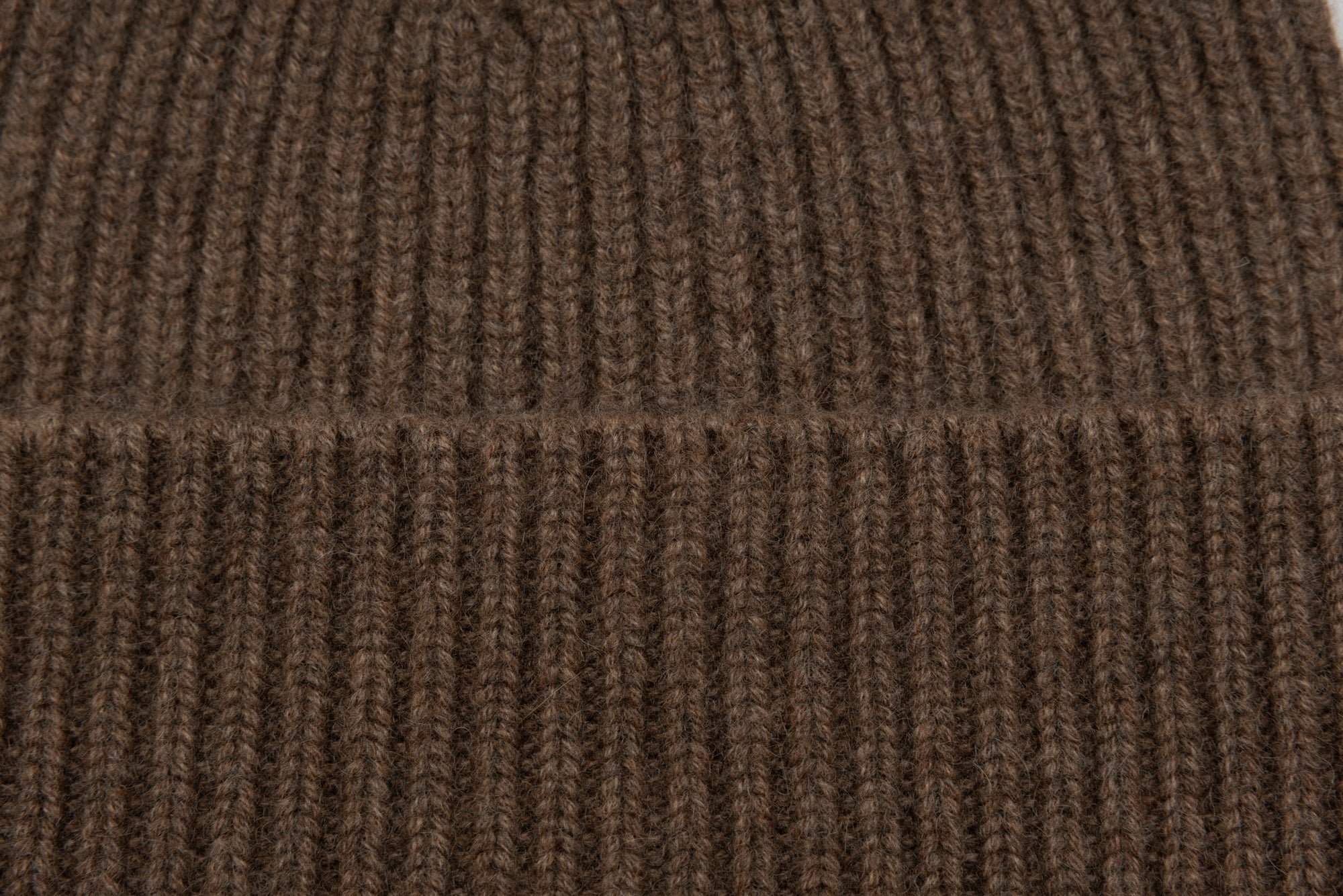 Brown Ribbed Cashmere Beanie