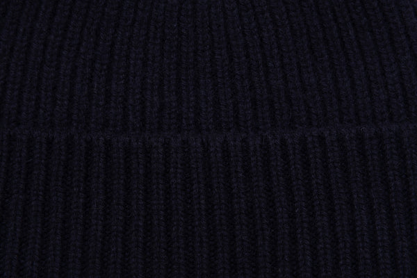 Blue ribbed cashmere beanie