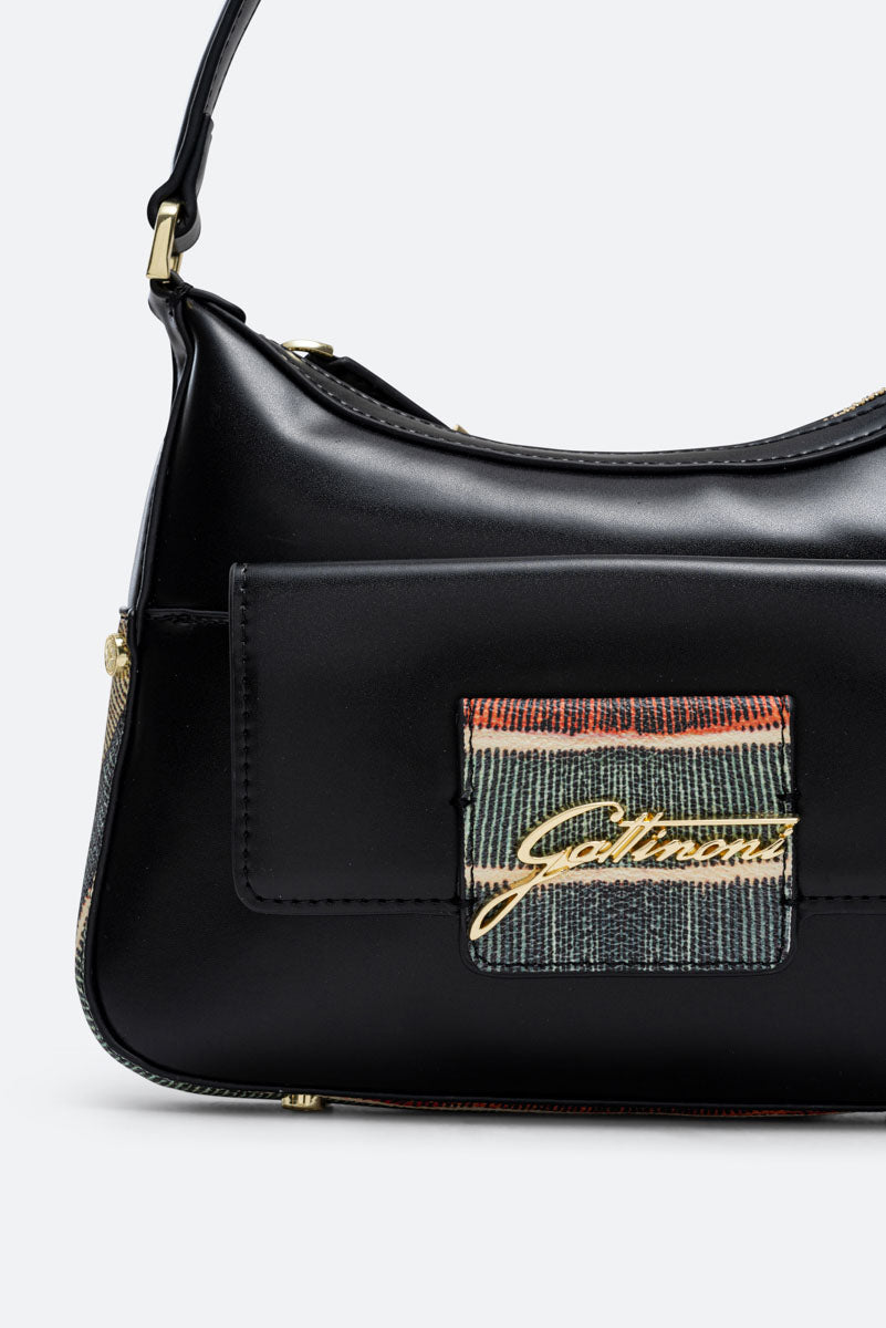 Sac baguette Hobo en cuir synthétique avec détails Planetarium Classic