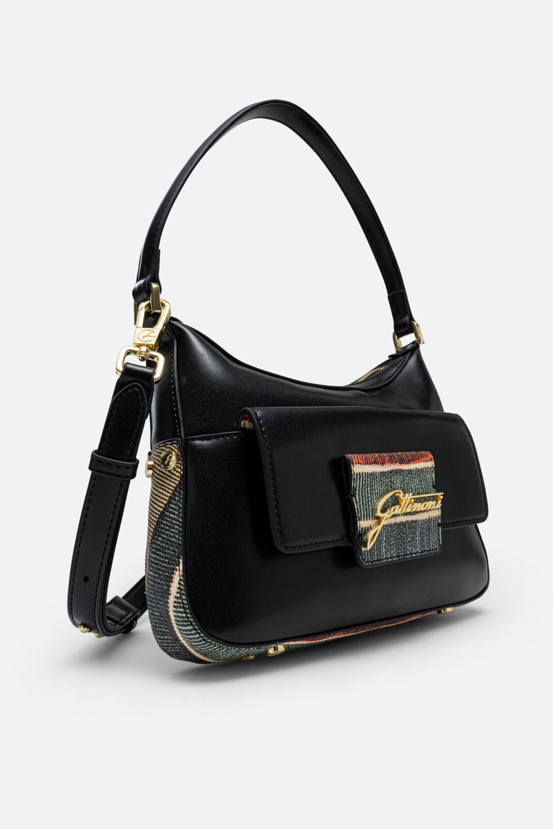 Sac baguette Hobo en cuir synthétique avec détails Planetarium Classic