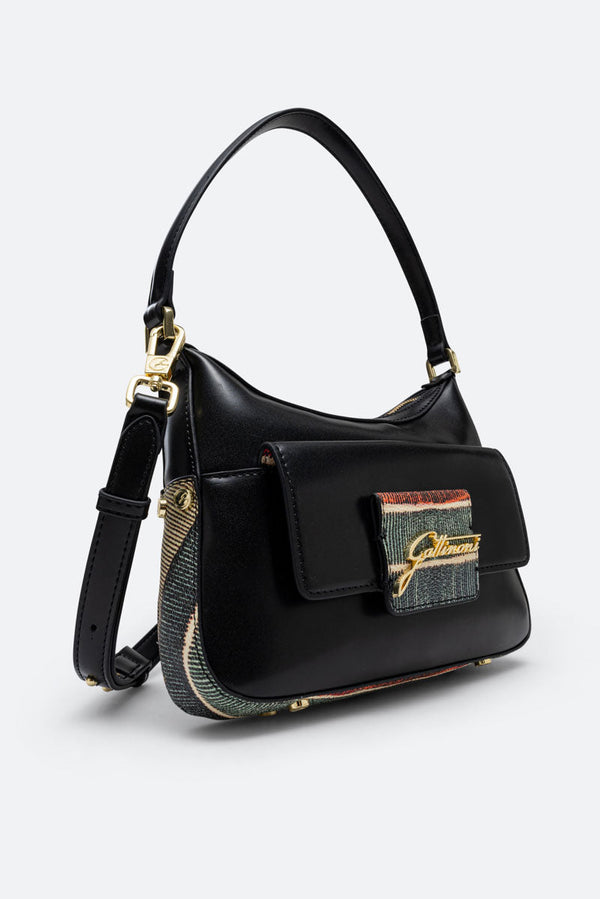 Sac baguette Hobo en cuir synthétique avec détails Planetarium Classic