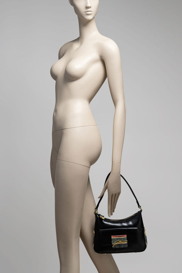 Sac baguette Hobo en cuir synthétique avec détails Planetarium Classic