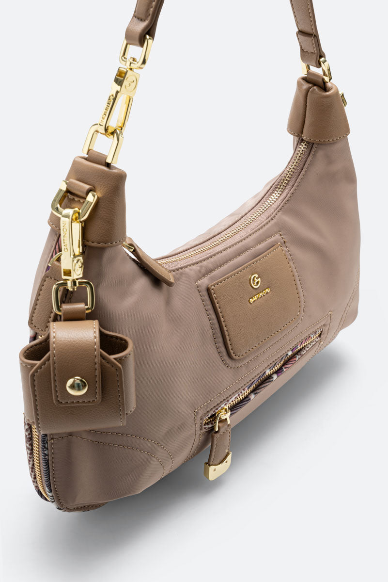 Beige Nylon Hobo Colorsoul Tas