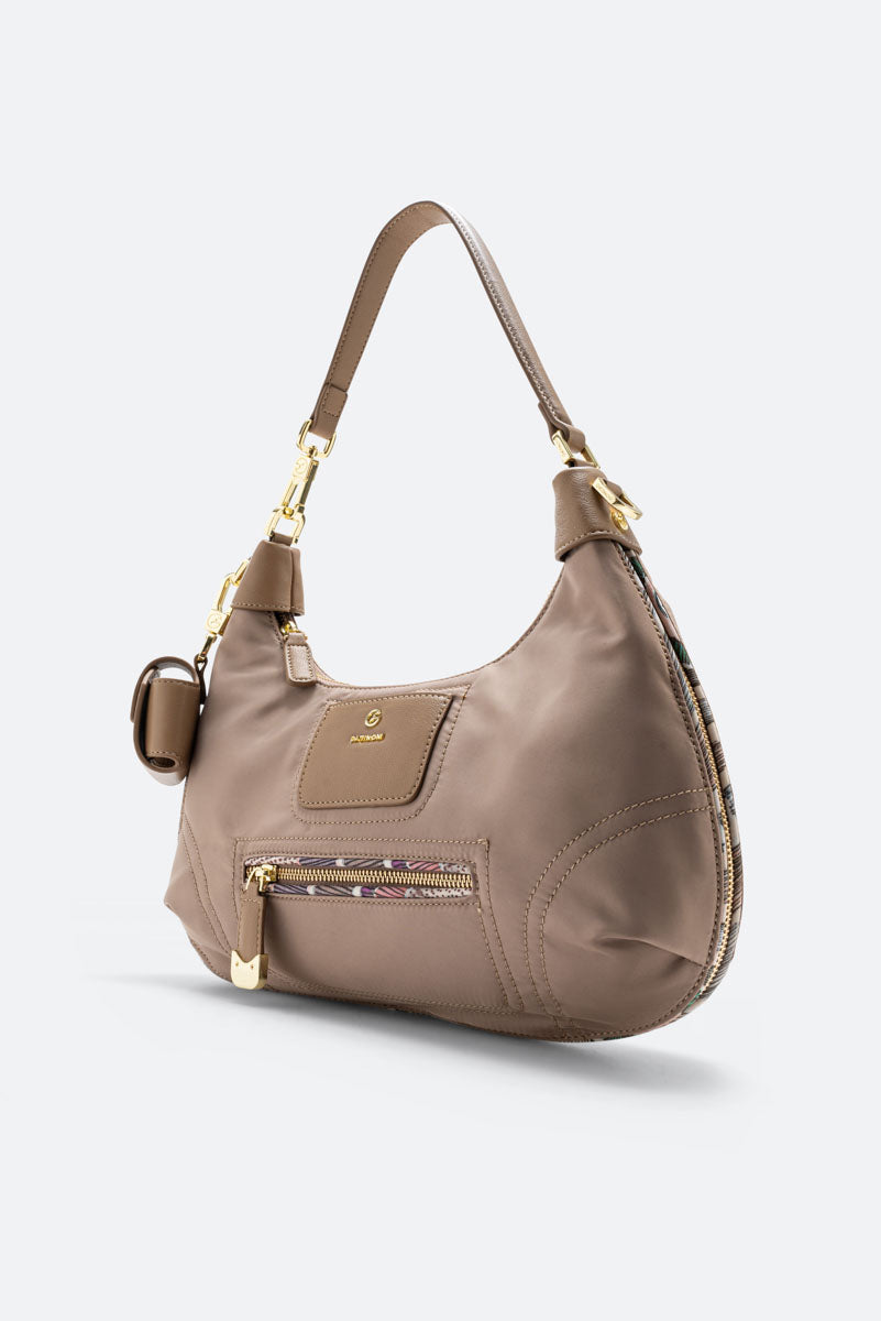 Beige Nylon Hobo Colorsoul Tas