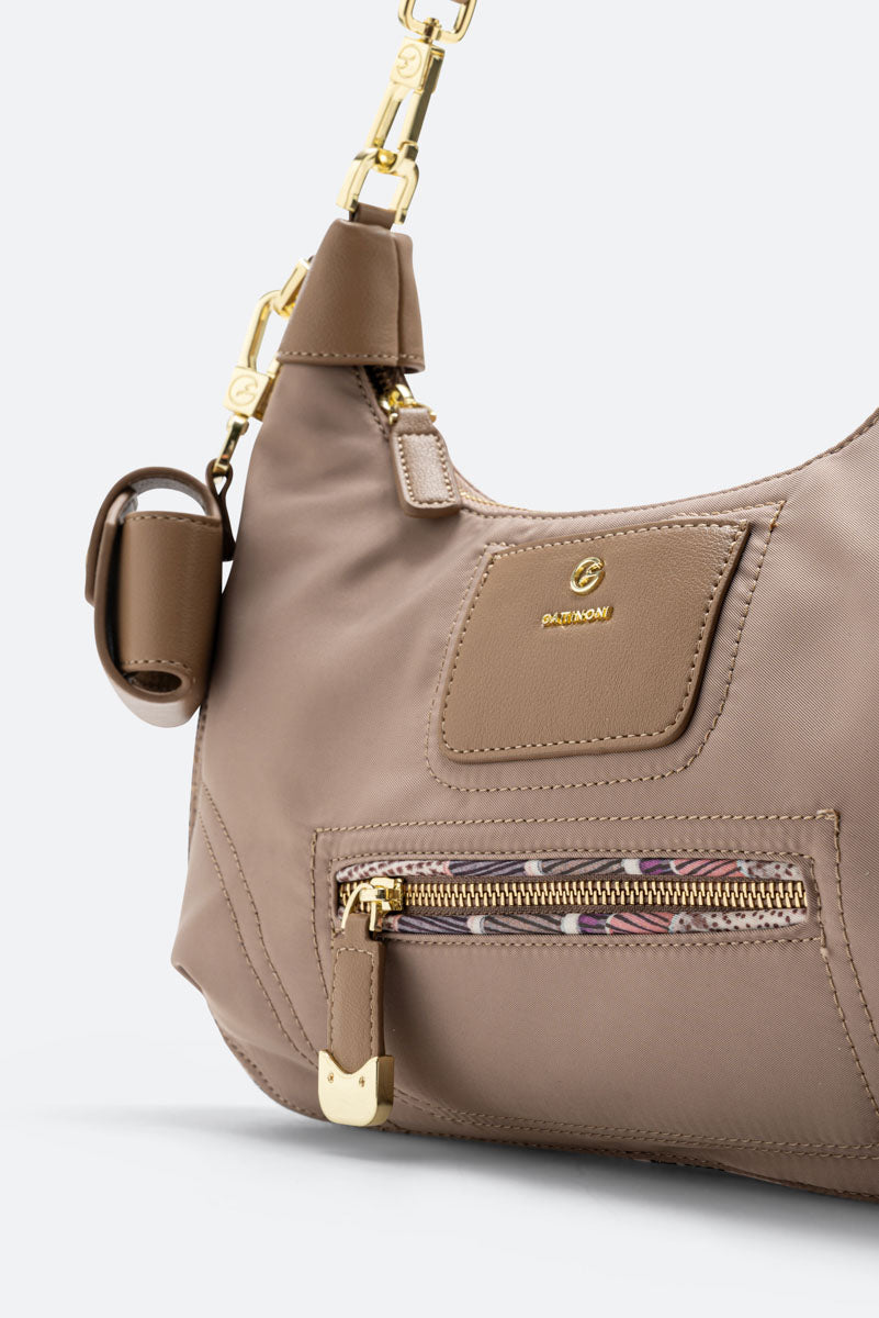 Beige Nylon Hobo Colorsoul Tas