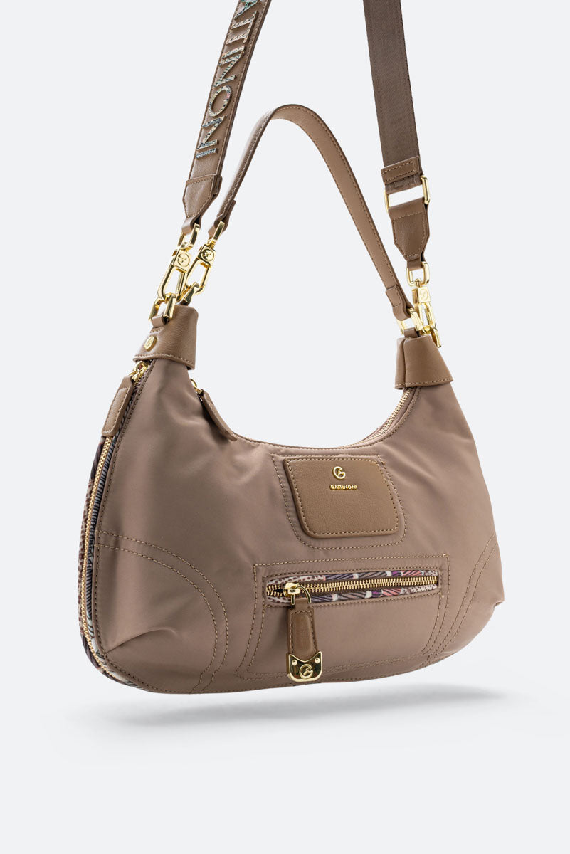 Bež nylon hobo torba Colorsoul
