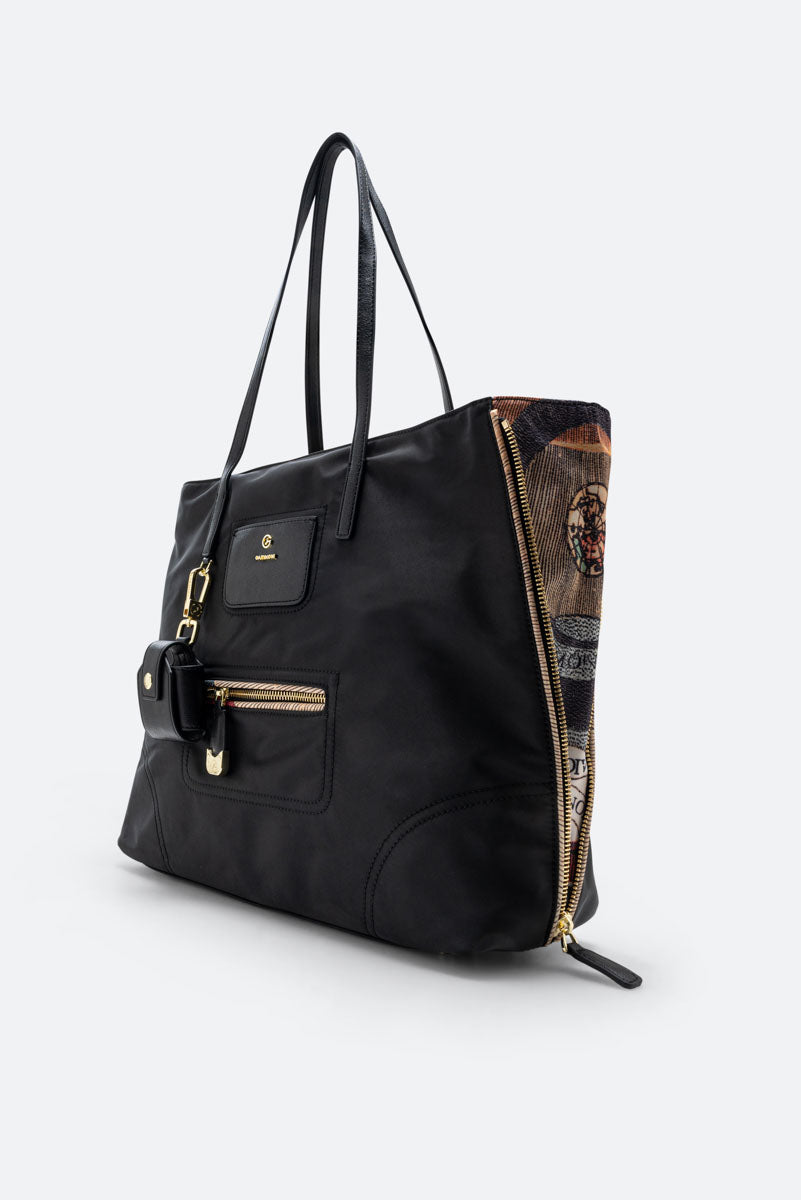 Grote Colorsoul Shoppen Tas in Zwart Nylon