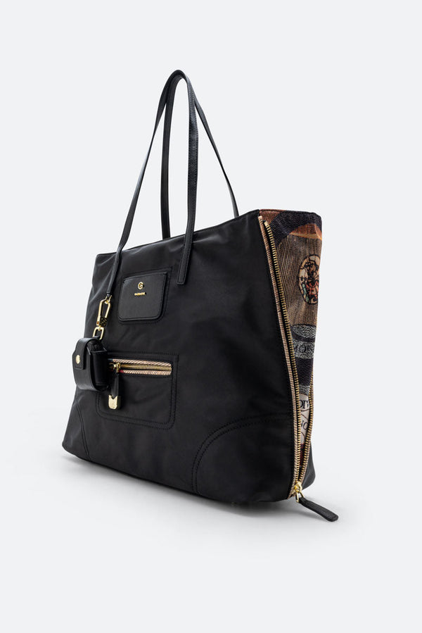 Grote Colorsoul Shoppen Tas in Zwart Nylon