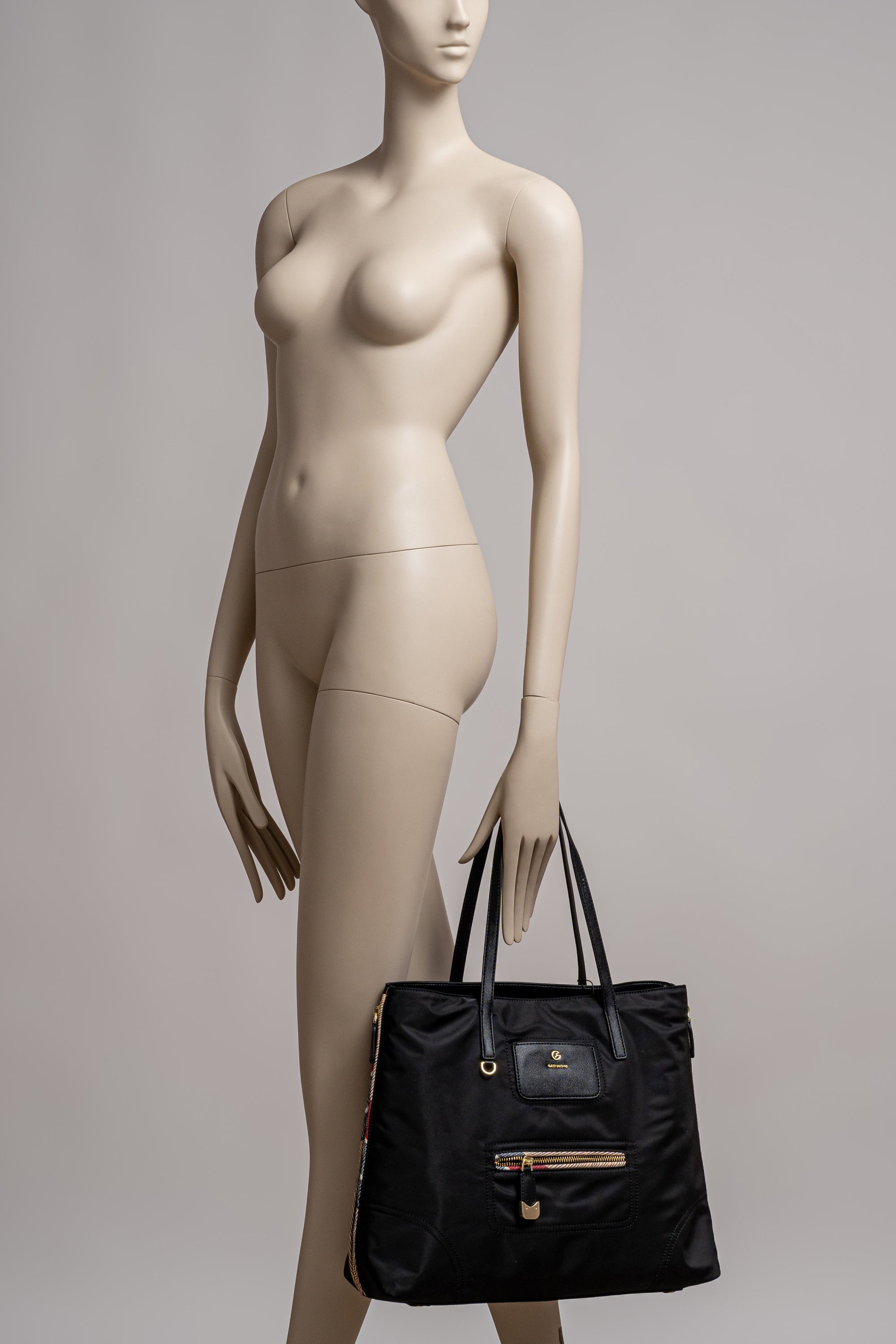 Large Colorsoul Shopping Bag in Black Nylon