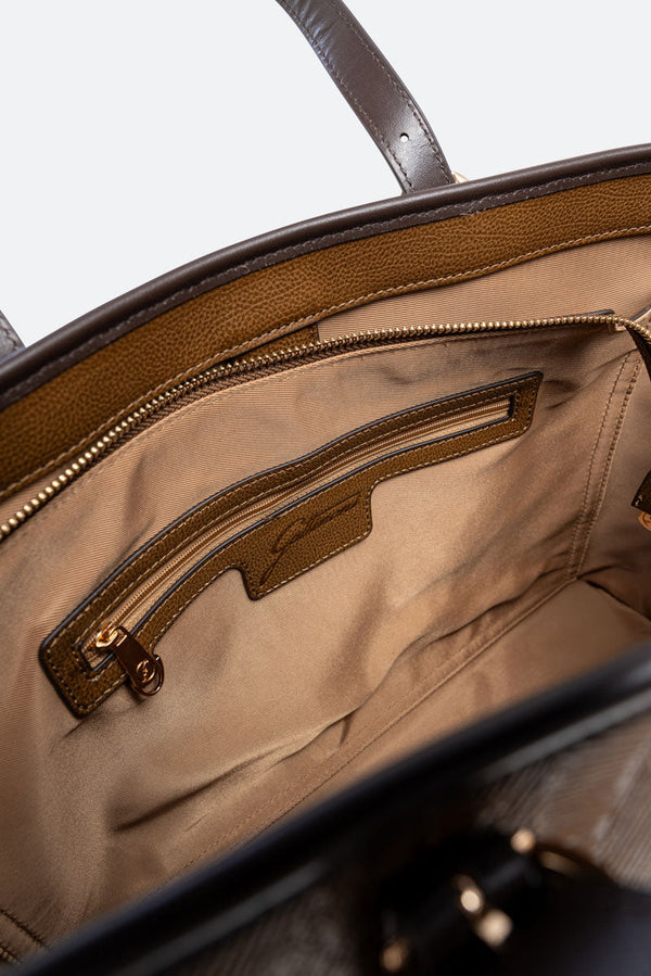 Gran Bolsa de Compras Planetario Grabada Marrón
