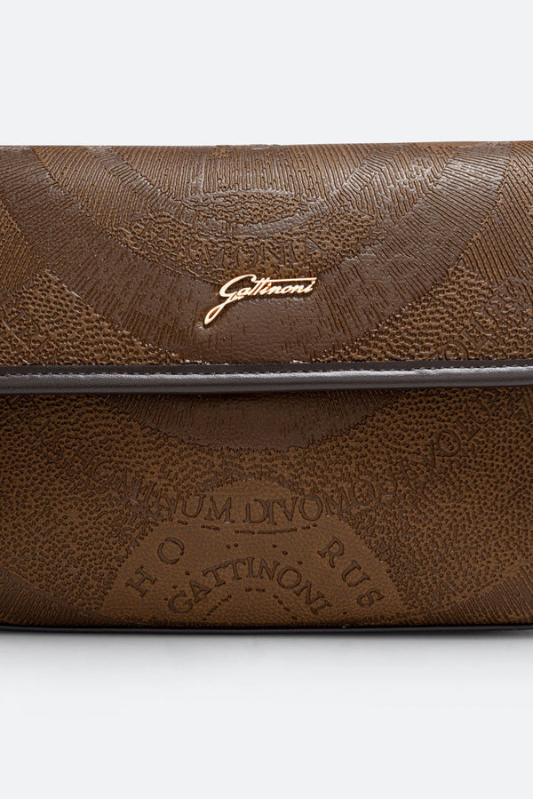 Planetarium Engrave Brown Flap Bag