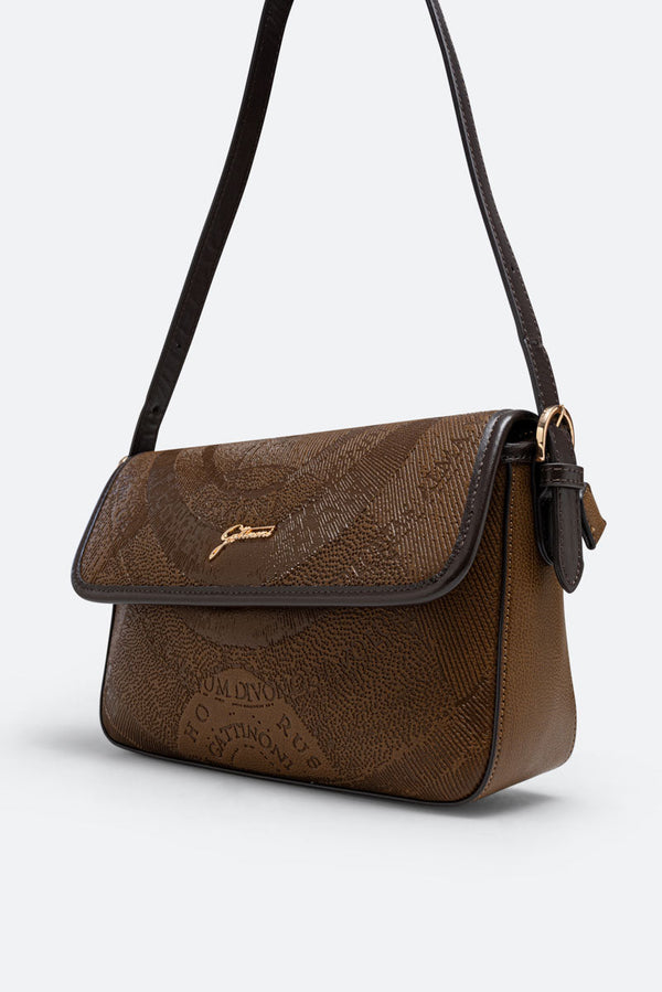 Planetarium Engrave Brown Flap Bag