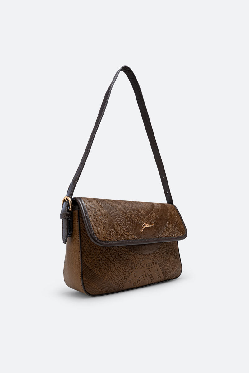 Planetarium Engrave Brown Flap Bag