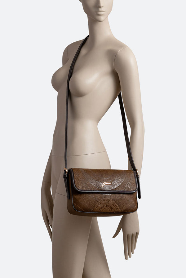 Borsa con patta Planetarium Engrave Marrone