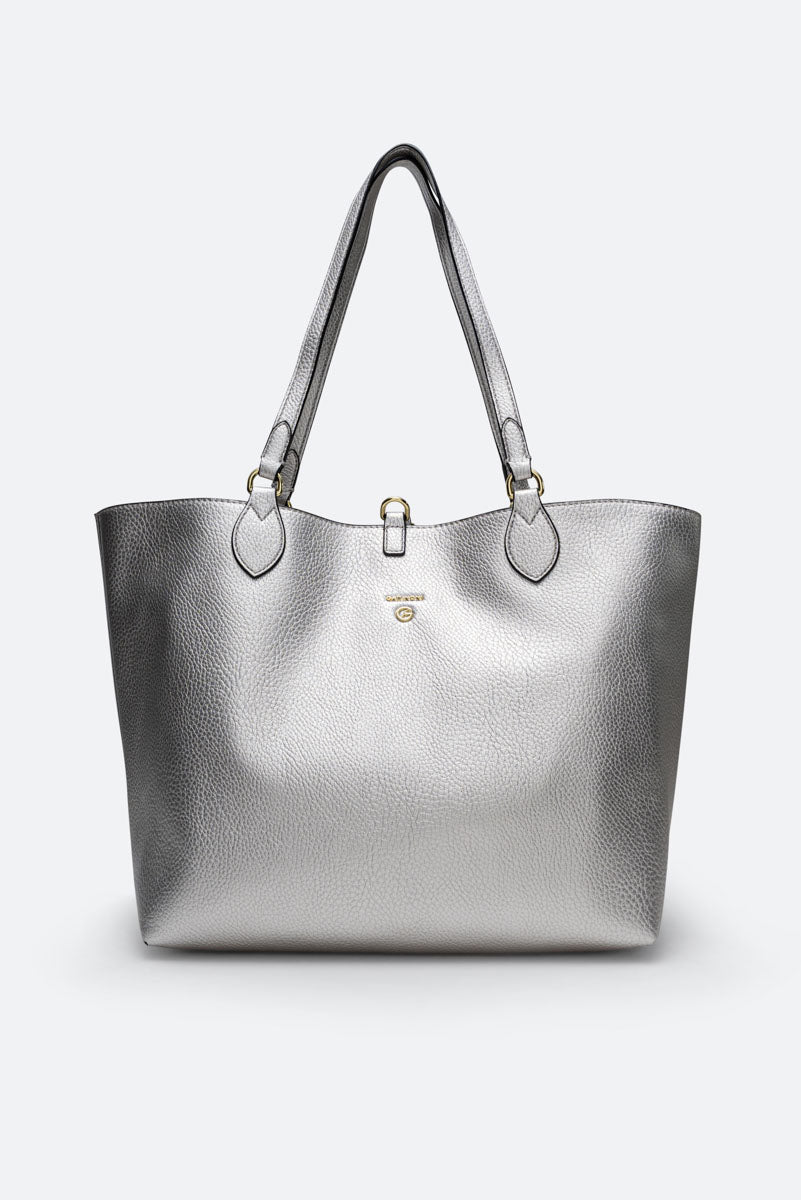 Plan.S D.Handle Reversibl PU/PVC Silver/Ink Sepia