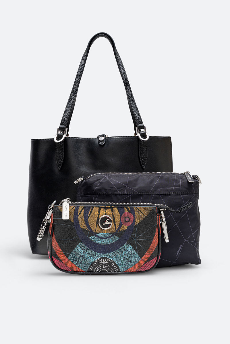 Small Reversible Shoulder Bag Planetarium Black