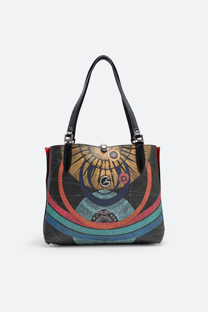 Small Reversible Shoulder Bag Planetarium Black Red