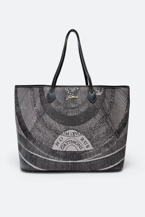 Planetarium L Shopping PVC Planetarium/Leather Monochrom Lt Grey/ Black