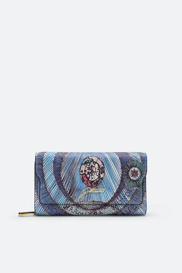 Planetarium L Flap Wallet PVC Planetarium/Leather Acquamarine/Dk Navy