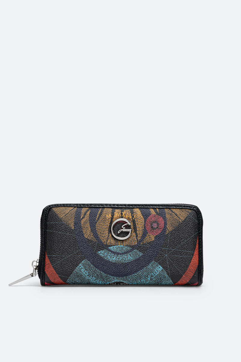 Planetarium L  Zip Wallet PVC Planetarium/Leather Planet.Black Print