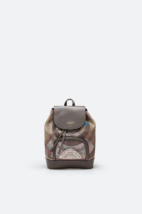 Planetarium Backpck w/Flp PVC Planetarium/Leather Wild Watercolor/ Dk Taupe