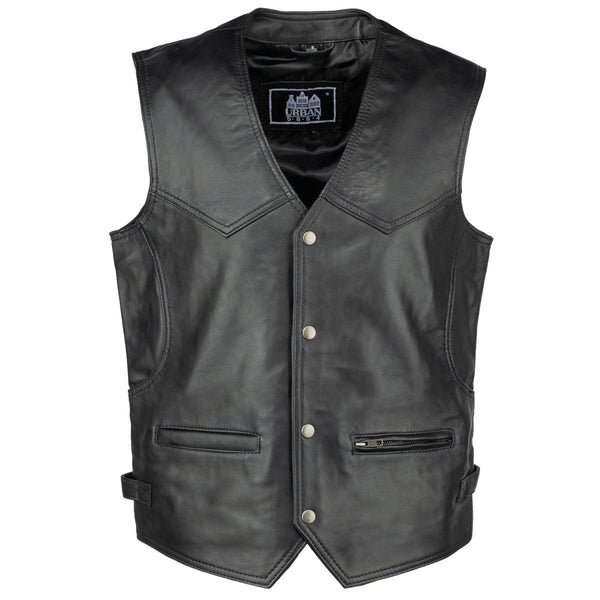 Colete de Couro Masculino Billy Preto