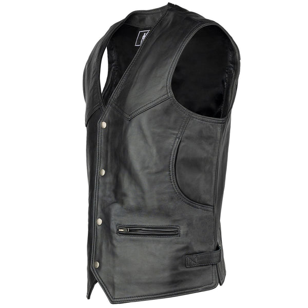 Colete de Couro Masculino Billy Preto