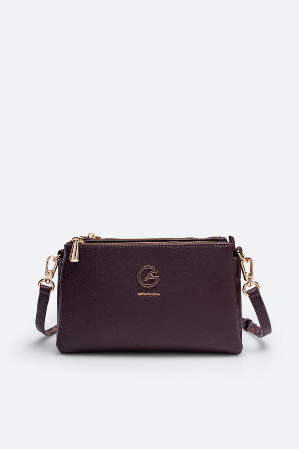 Medium Crossbody Bag DENISE in Burgundy Synthetic Leather