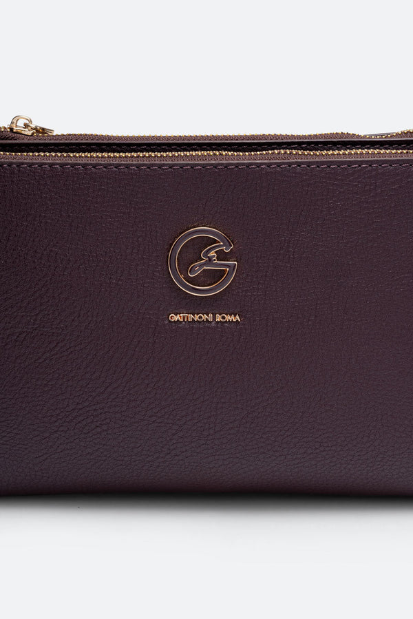 Sac à bandoulière moyen DENISE en cuir synthétique bordeaux