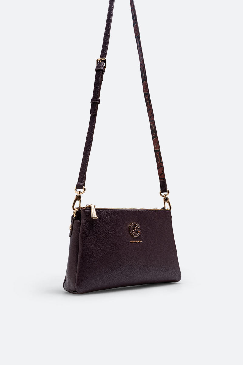 Sac à bandoulière moyen DENISE en cuir synthétique bordeaux