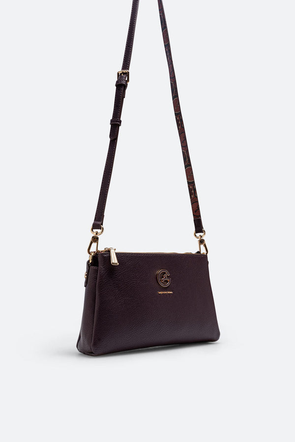 Sac à bandoulière moyen DENISE en cuir synthétique bordeaux