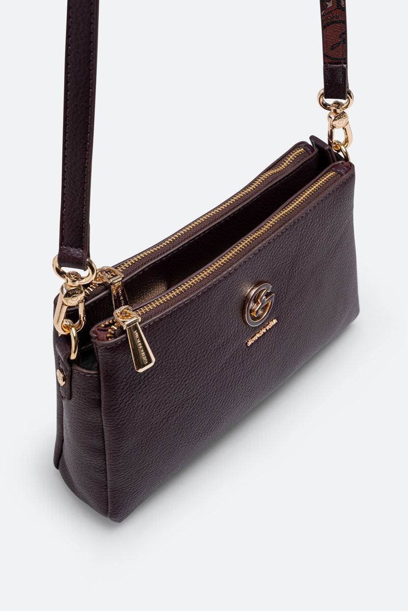 Sac à bandoulière moyen DENISE en cuir synthétique bordeaux