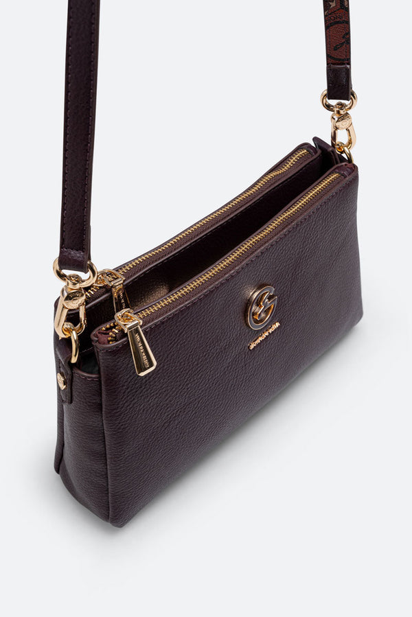 Sac à bandoulière moyen DENISE en cuir synthétique bordeaux