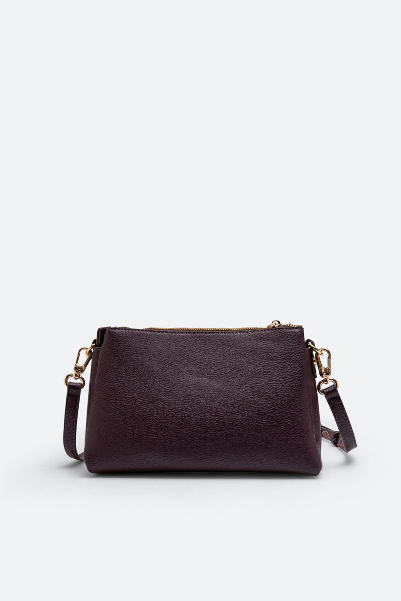 Sac à bandoulière moyen DENISE en cuir synthétique bordeaux