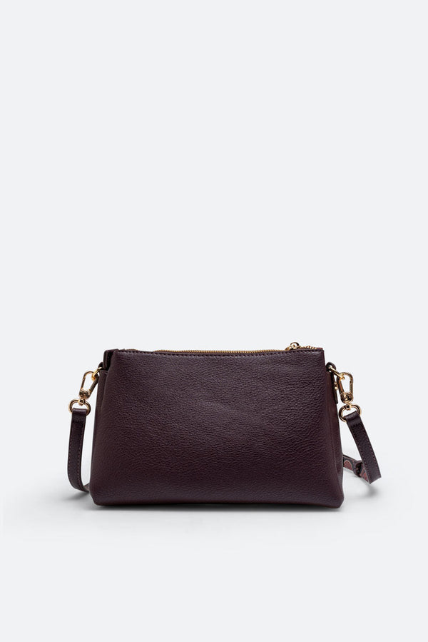 Sac à bandoulière moyen DENISE en cuir synthétique bordeaux