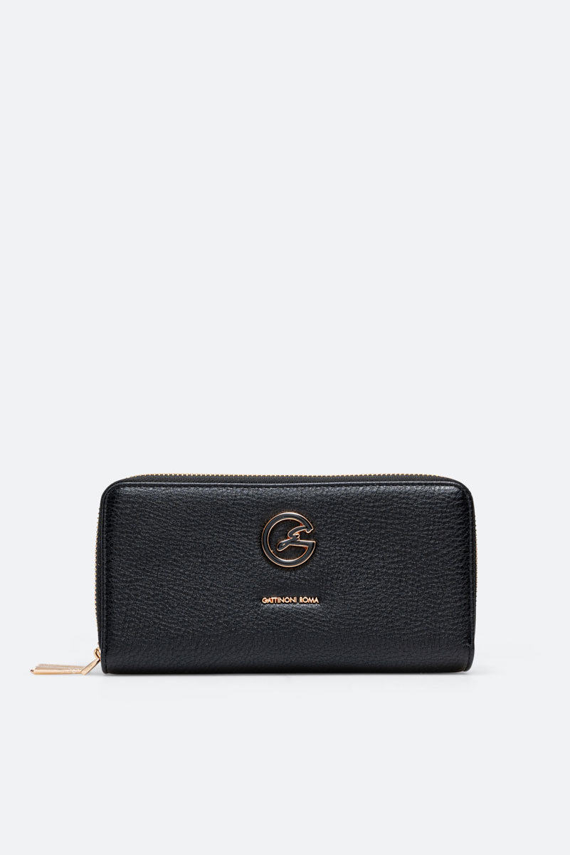 Denise Double Zip Wallet Black